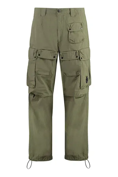 C.p. Company Multi-pocket Cotton Trousers In Green