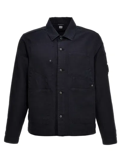 C.p. Company Overlapping Pocket Overshirt In Navy Fabric