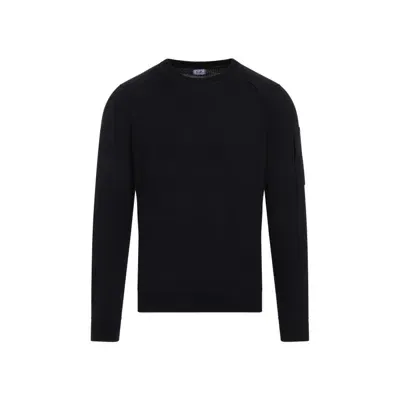 C.p. Company Cotton Chenille Knit Sweater In Black