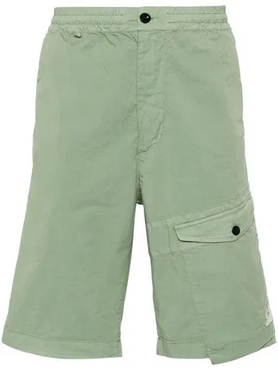 C.p. Company Twill Stretch Shorts In Green