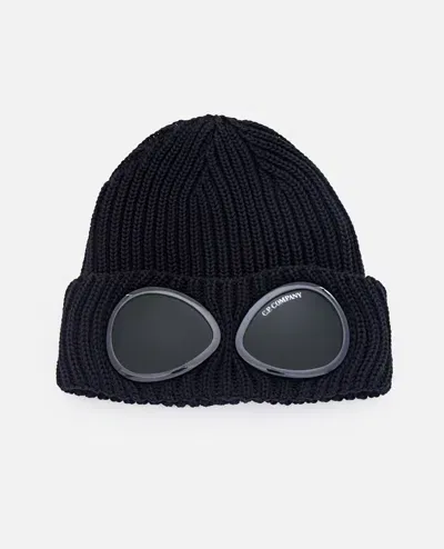 C.p. Company Wool Goggle Beanie In Black