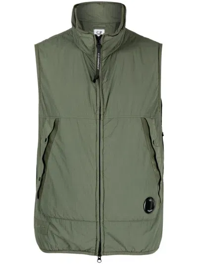 C.p. Company Zip-up Padded Gilet In Green