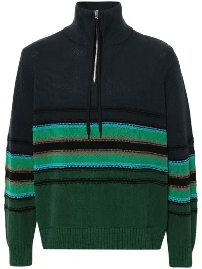 Craig Green Striped Knitted Sweater In Blue