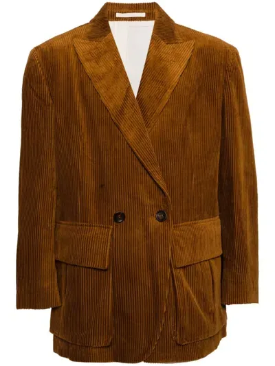 Croquis Corduroy Single-breasted Blazer In Brown