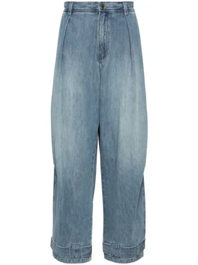 Croquis Loose Drawstring Denim Pants In Blue