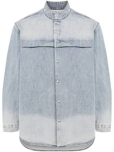 Croquis Loose Long Sleeves Denim Shirt In Blue