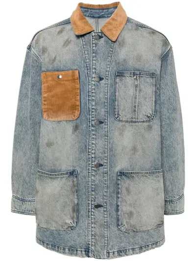 Croquis Retro Denim Coats In Blue