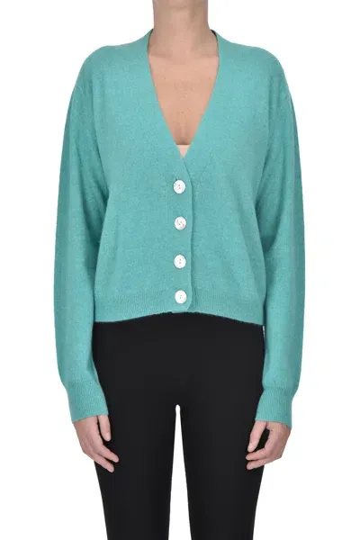 Crush Cashmere Cardigan In Pastel Green