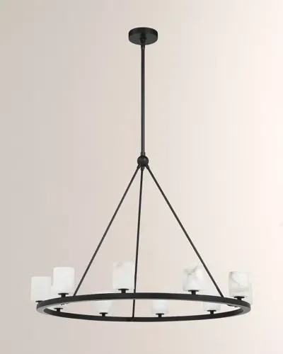 Crystorama Aragon 35" Round 10-light Chandelier In Black