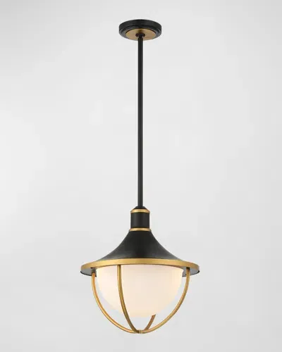 Crystorama Atlas 17" 3-light Outdoor Pendant In Matte Black  Textured Gold