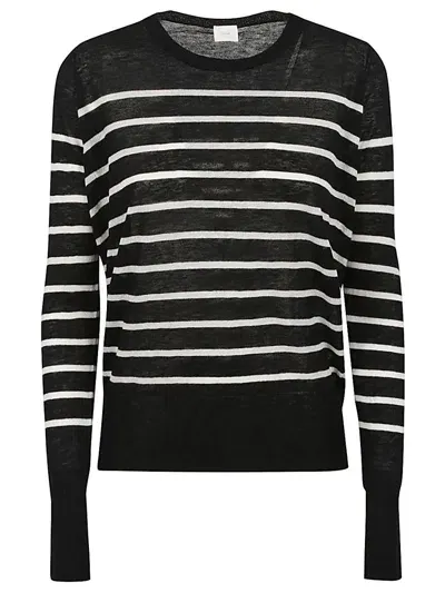 C.t.plage Wool Striped Sweater In Black