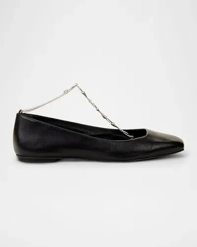 Cult Gaia Gia Chain Leather Ballerina Flats In Black