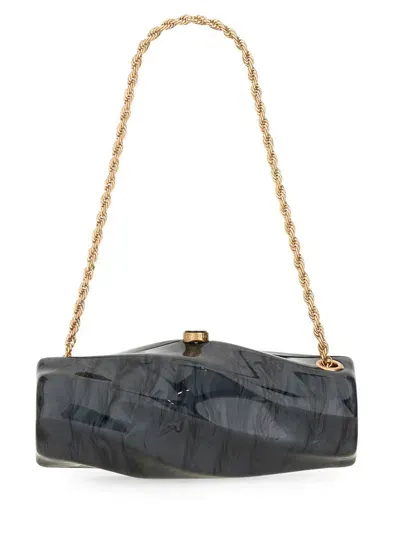 Cult Gaia Juliet Logo Engraved Shoulder Bag In Black