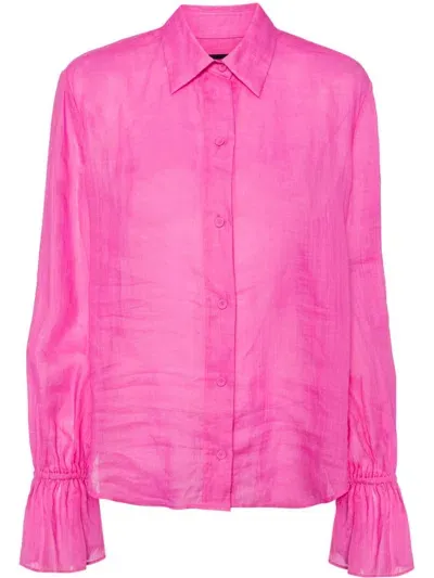 Cynthia Rowley Button-up Ramie Shirt In Pink