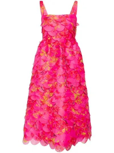 Cynthia Rowley Floral Organza Midi Dress In Pink