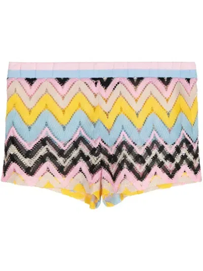 Cynthia Rowley Zigzag Knitted Shorts In Pink