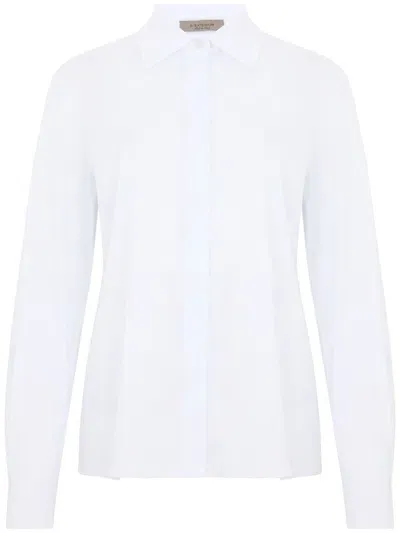 D Exterior Fitted Classic Cotton Shirt In White