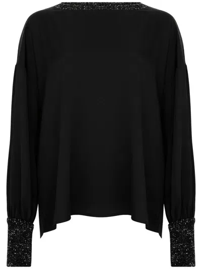 D Exterior Flared Blouse With Lurex Details In Black