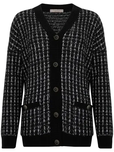 D Exterior Wool Cardigan With Buttons In Black