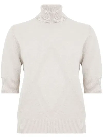 D Exterior Wool Short-sleeve Sweater In White