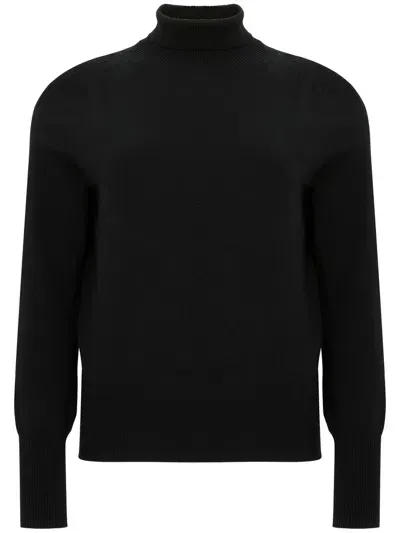 D Exterior Wool Sweater With Cut-out Detailing In Black