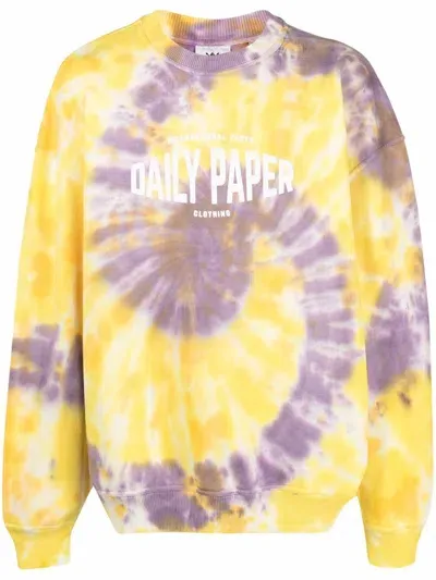 Daily Paper X Newseum Tie-dye Print Sweatshirt In Yellow