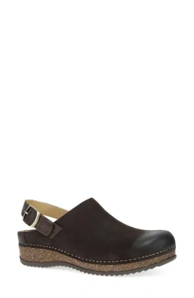 Dansko Merrin Slingback Clog In Chocolate Burnished Suede