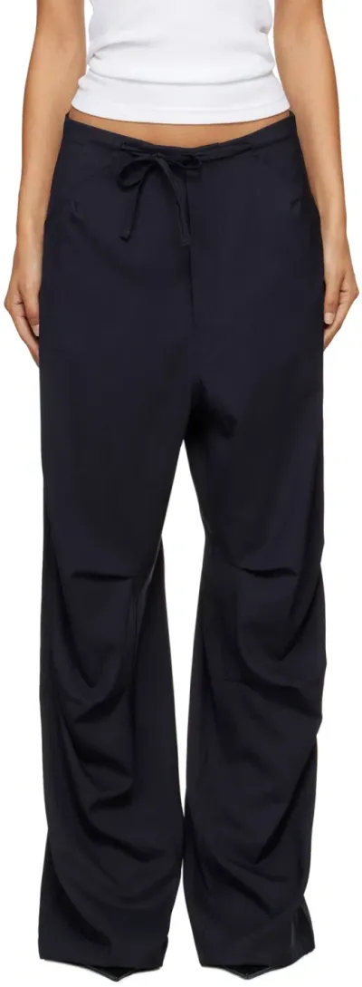 Darkpark Navy Daisy Light Wool Pants In Blue