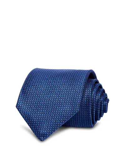 David Donahue Geometric Pattern Silk Blend Tie In Blue