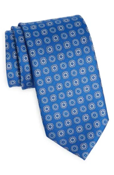 David Donahue Neat Silk Tie In Blue