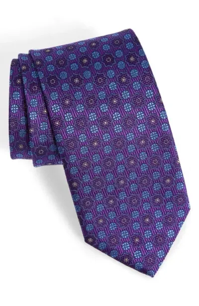 David Donahue Neat Silk Tie In Purple