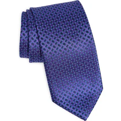 David Donahue Neat Silk Tie In Purple