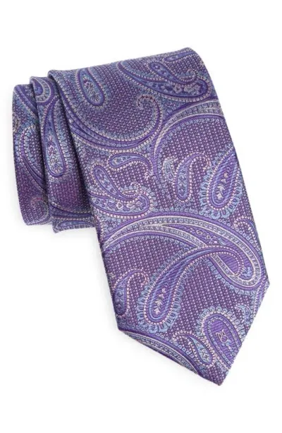 David Donahue Paisley Silk Tie In Purple