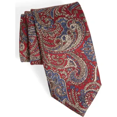 David Donahue Paisley Silk Tie In Red