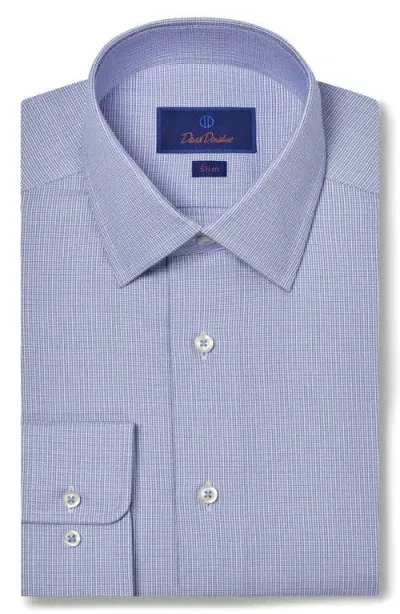 David Donahue Slim Fit Micro Dobby Cotton Dress Shirt In Blue