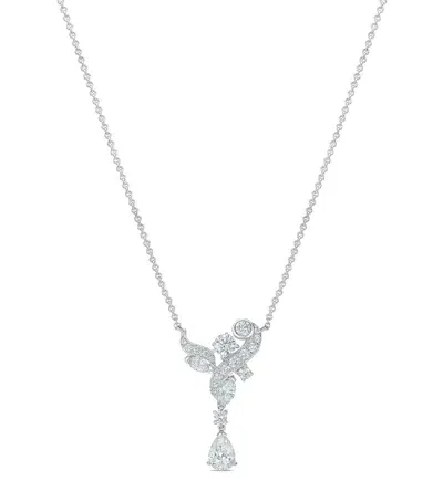 De Beers White Gold And Diamond Adonis Rose Necklace In Metallic