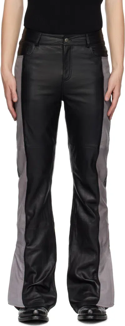 Deadwood Ssense Exclusive Black & Gray Prance Leather Pants In Black/frost Grey