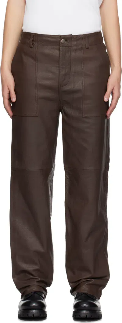 Deadwood Ssense Exclusive Brown Presley Leather Pants In Brown (buffalo)