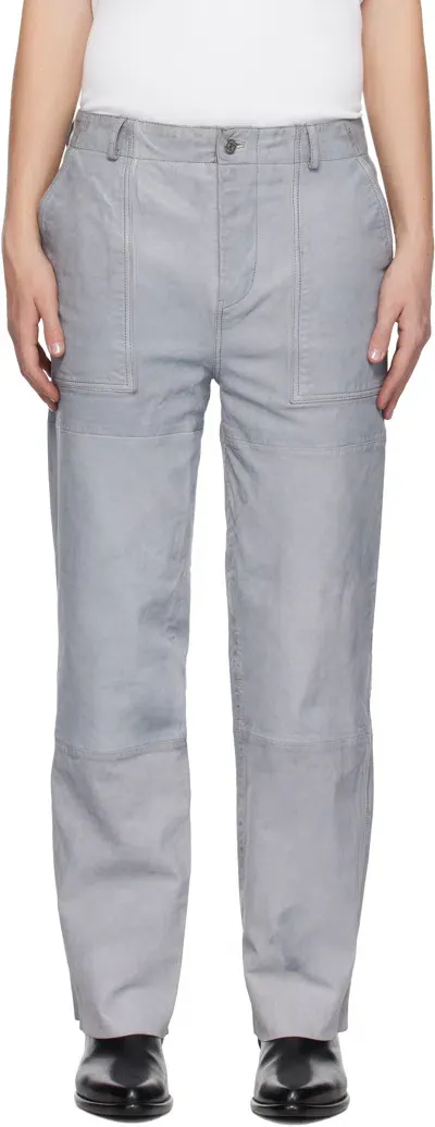 Deadwood Ssense Exclusive Gray Presley Leather Pants In Frost Grey