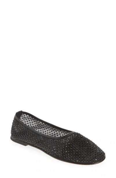 Dear Frances Ball Crystal Embellished Mesh Flat In Black