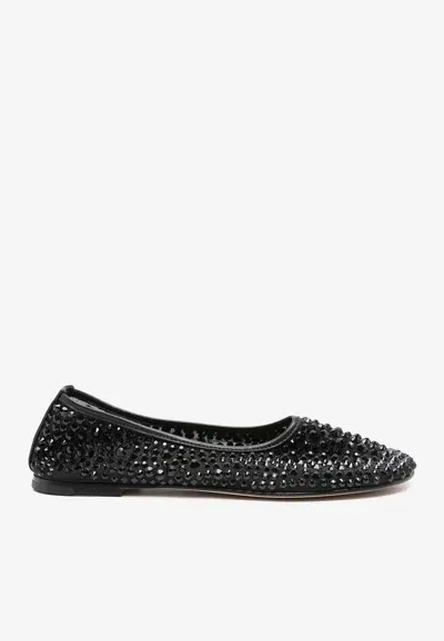 Dear Frances Balla Crystal-embellished Ballerina Shoes In Black