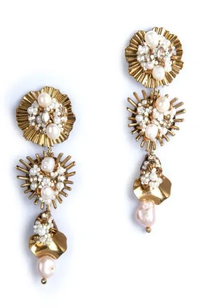 Deepa Gurnani Carissa Drop Earrings In Gold