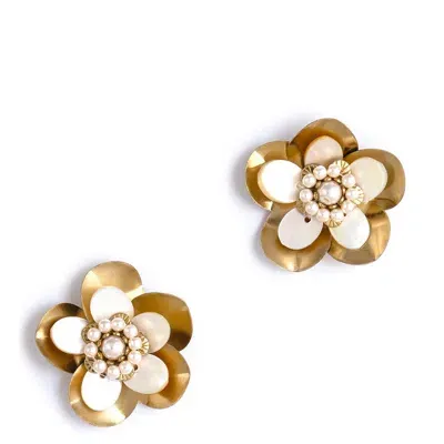 Deepa Gurnani Carrie Flower Drop Earrings In Gold