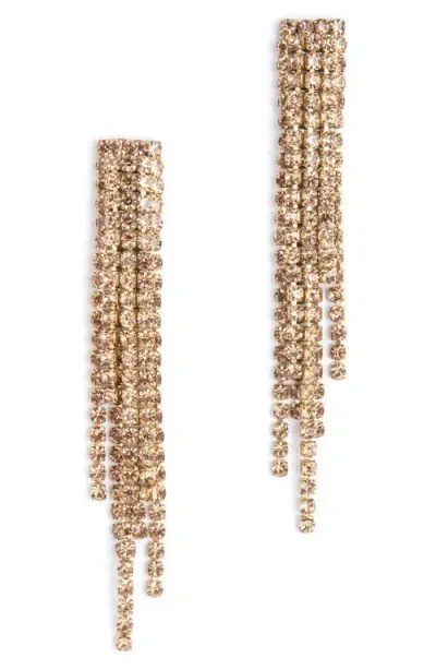 Deepa Gurnani Elisa Crystal Linear Drop Earrings In Gold