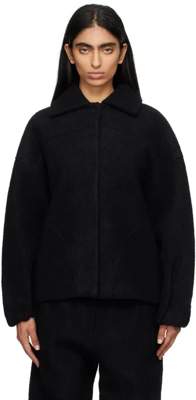 Deiji Studios Black Boiled Wool Coat