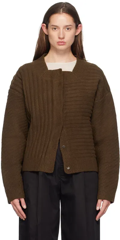 Deiji Studios Brown Os Square Cardigan In Dark Brown