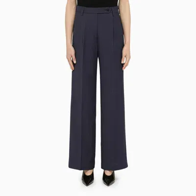 Department 5 Navy Viscose Trousers In Blue