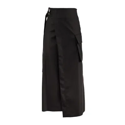 Department 5 Soho Black Viscose Gabardine Wrap Skirt