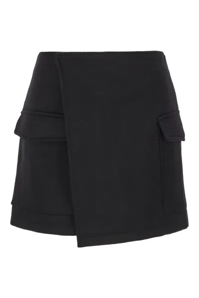 Department Five Black Wool Mini Skirt In 999