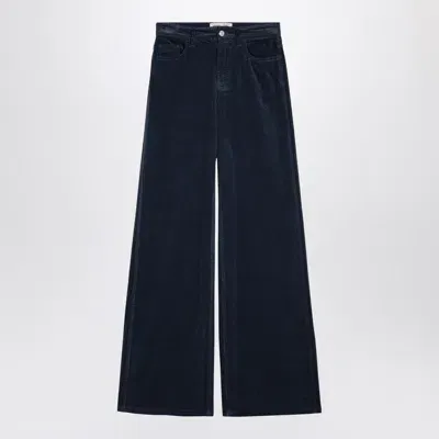 Department Five Navy Blue Corduroy Palazzo Trousers In Black